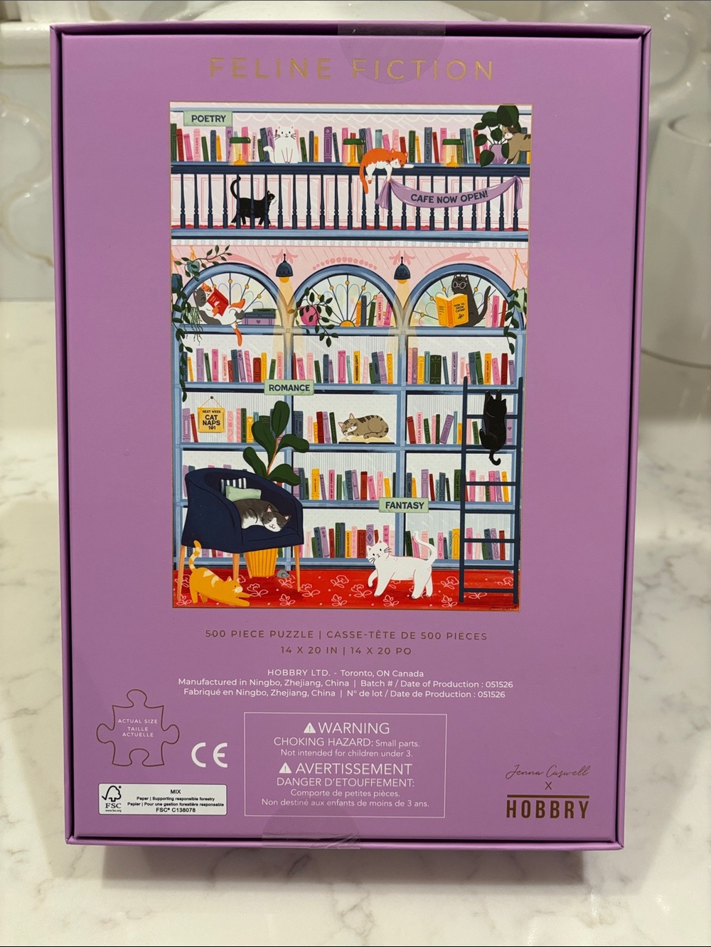 Hobbry Feline Fiction 500 Piece Puzzle - Purple Box - Picture 3 of 6